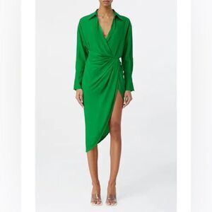 GAUGE81 Puno Silk Midi Dress in jungle green size large NWT